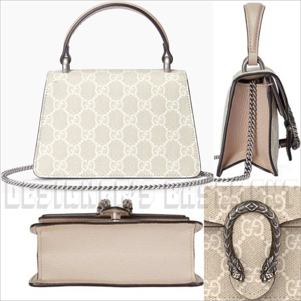 GUCCI off White Beige GG Supreme canvas Mini Dionysus Top Handle chain bag NIB🎁 - Picture 6 of 11